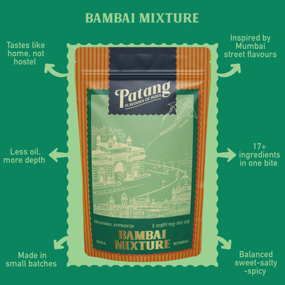 Patang Bambai Mixture packaging with text on a green background