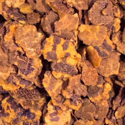 Close up of crunchy Bikaneri Chana Jor Garam showing flattened chickpeas coated in traditional Rajasthani spices