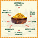 Clean ingredients in Calcutta Chanachur - premium chana dal, peanuts, and Indian spices fried in pure groundnut oil