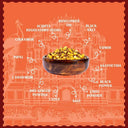 Natural ingredients of Jaipuri Hing Chana showing roasted chana, pure asafoetida spice, and 100% sunflower oil