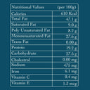 Nutrition panel for Thoothukudi Pepper Cashews showing a healthy, palm oil free premium nut snack with zero preservatives