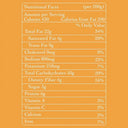 Nutrition facts for Calcutta Chanachur showing a healthy Indian snack with zero artificial preservatives and no palm oil