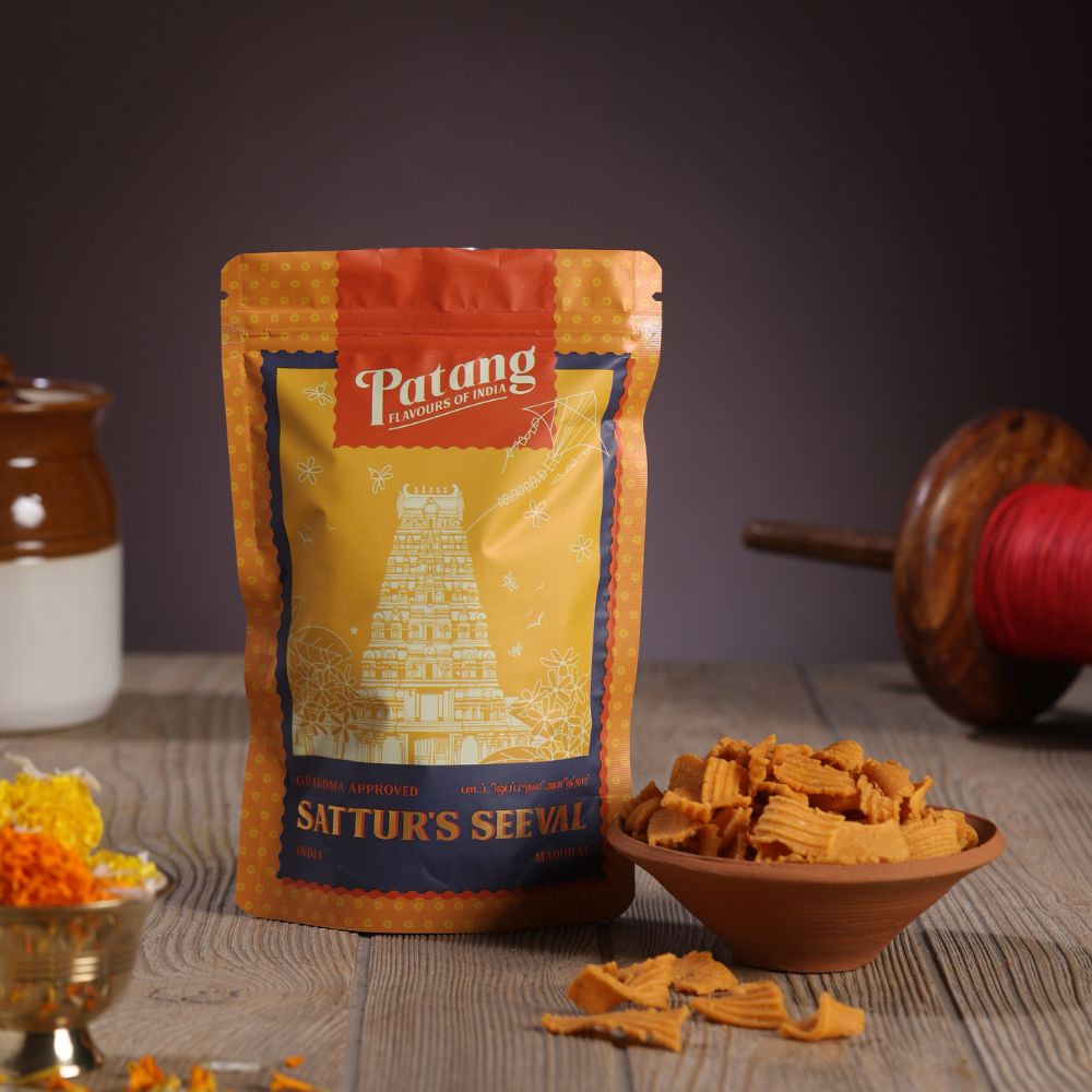 Buy authentic Sattur Seeval online - spicy South Indian ribbon pakoda namkeen from Tamil Nadu
