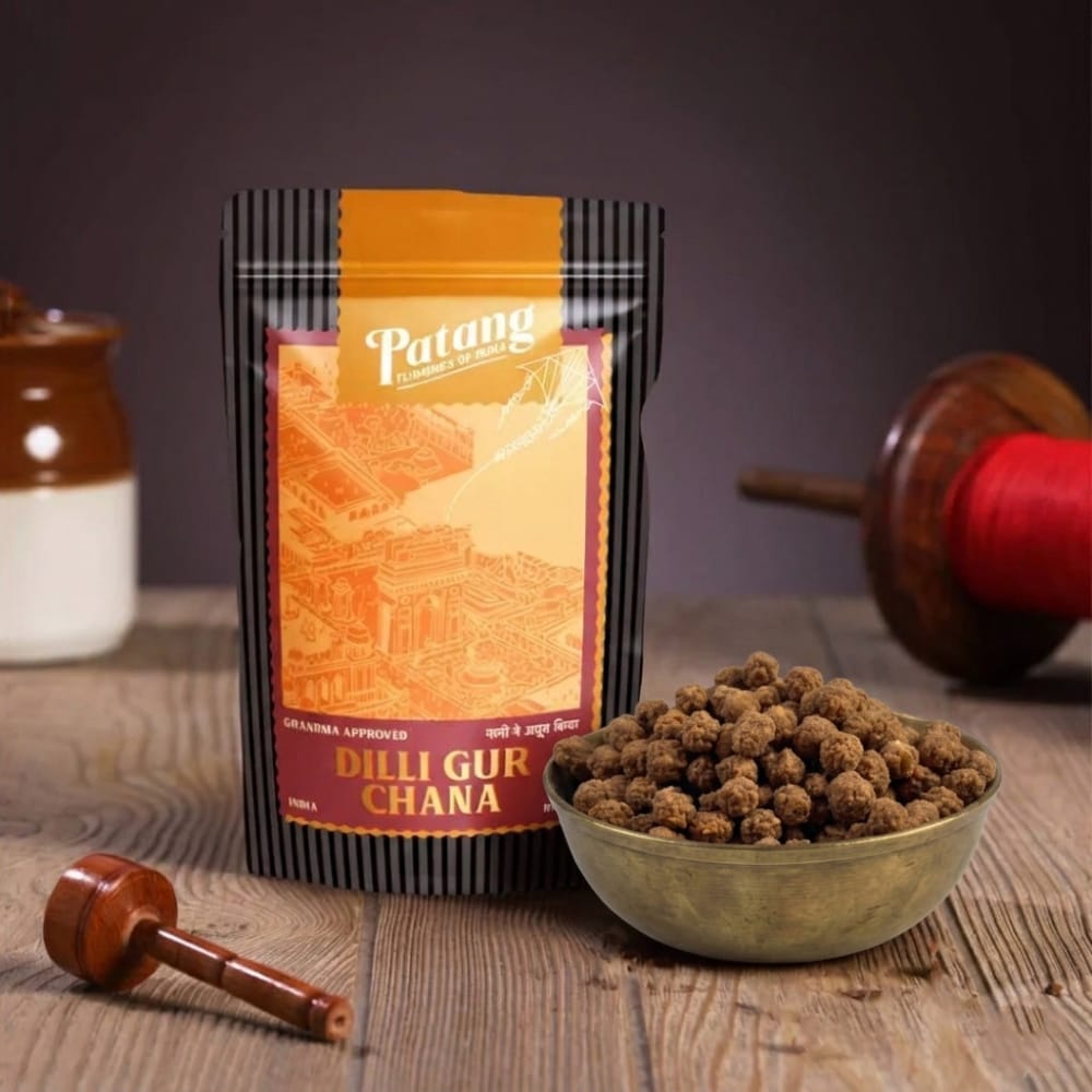 Buy healthy Dilli Gur Chana online - traditional roasted chickpeas with jaggery for a high protein sweet snack